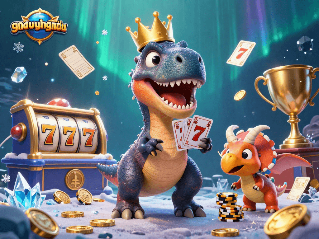 Engage in thrilling gameplay at gamethuongnohu with vibrant slot elements, animated characters, and glittering casino visuals.