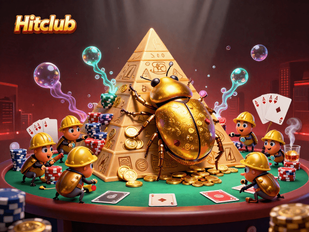 Hitclub's charming beetles navigate a vibrant casino scene filled with excitement.