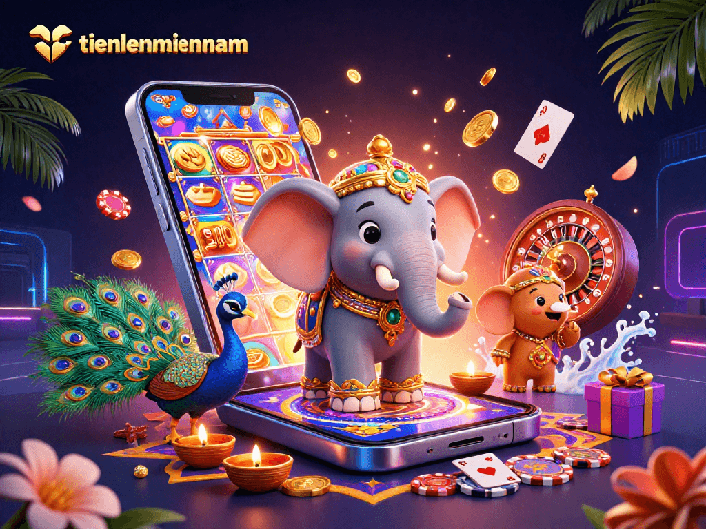 Experience thrilling gameplay at tienlenmiennam with vibrant casino elements and dynamic characters.