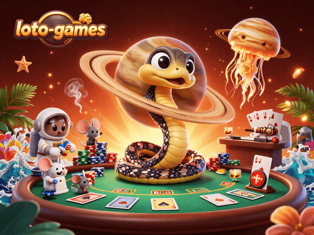 Experience thrilling action at loto-games with a 3D cosmic casino scene and dynamic gambling elements.