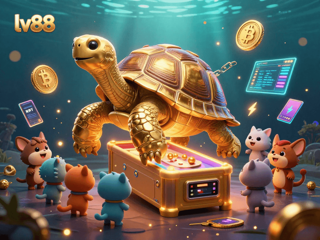 Engage in thrilling gameplay at lv88 with a vibrant 3D illustration showcasing gaming excitement and crypto elements.