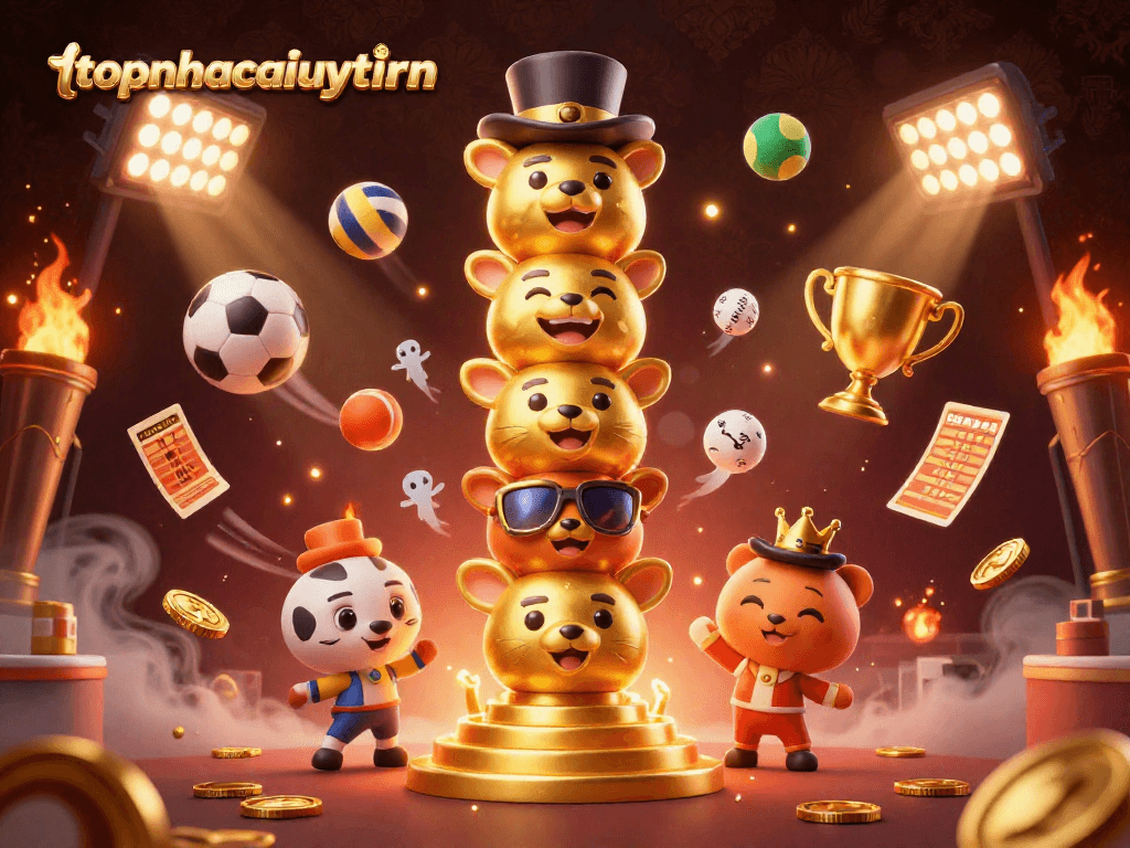Engage with thrilling gaming action featuring topnhacaiuytinn's vibrant totem and casino elements.