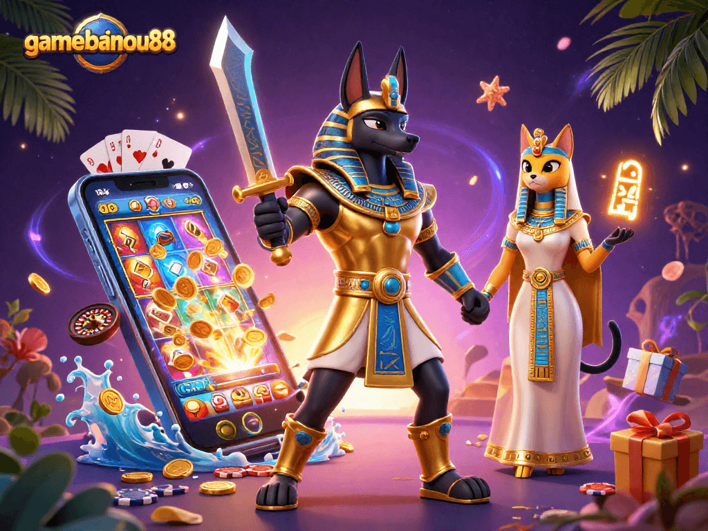 Experience thrilling gaming action with gamebainohu88's vibrant Egyptian-themed casino scene.