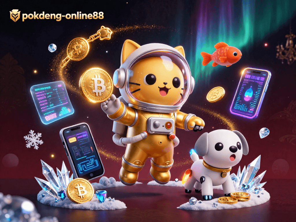 Join the fun at pokdeng-online88 as the astronaut cat plays for big wins with crypto coins!