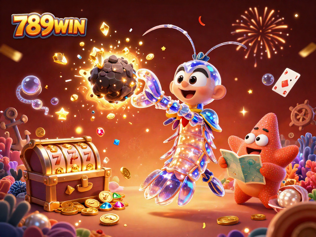 Experience thrilling wins with 789WIN as a galactic samurai bursts through treasures in an ornate gaming scene.