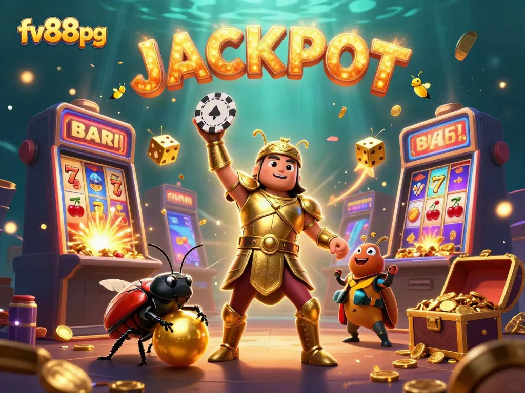 Experience thrilling action with fv88pg's vibrant casino games, featuring colorful 3D characters and jackpot visuals.
