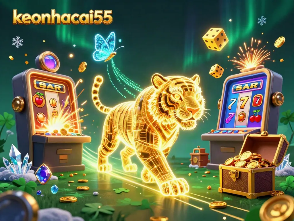 Experience thrilling gaming fun with keonhacai55 in a vibrant casino scene featuring exciting jackpots.