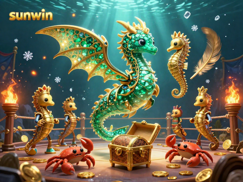 Experience thrilling moments with sunwin's vibrant 3D sea dragon illustration, packed with casino action.