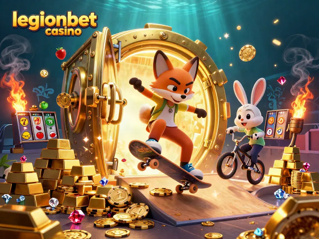 Experience the excitement of legionbet casino with vibrant casino imagery, gaming elements, and dynamic characters.