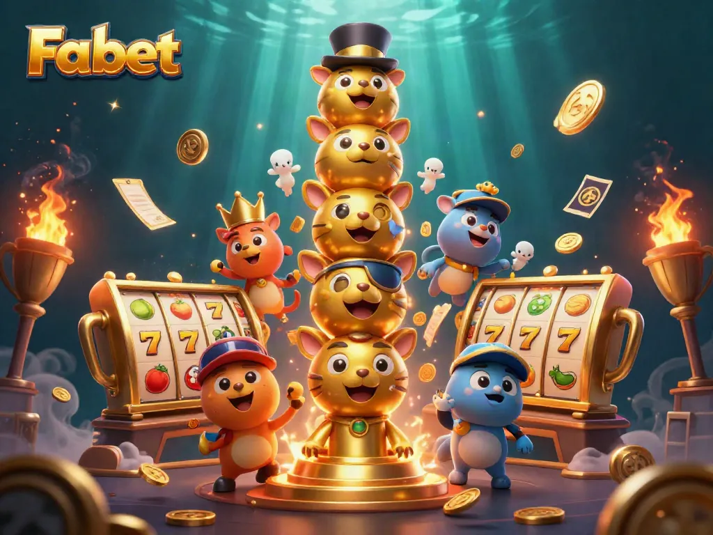 Win with Fabet at the colorful 3D casino, featuring a totem and vibrant gaming elements.