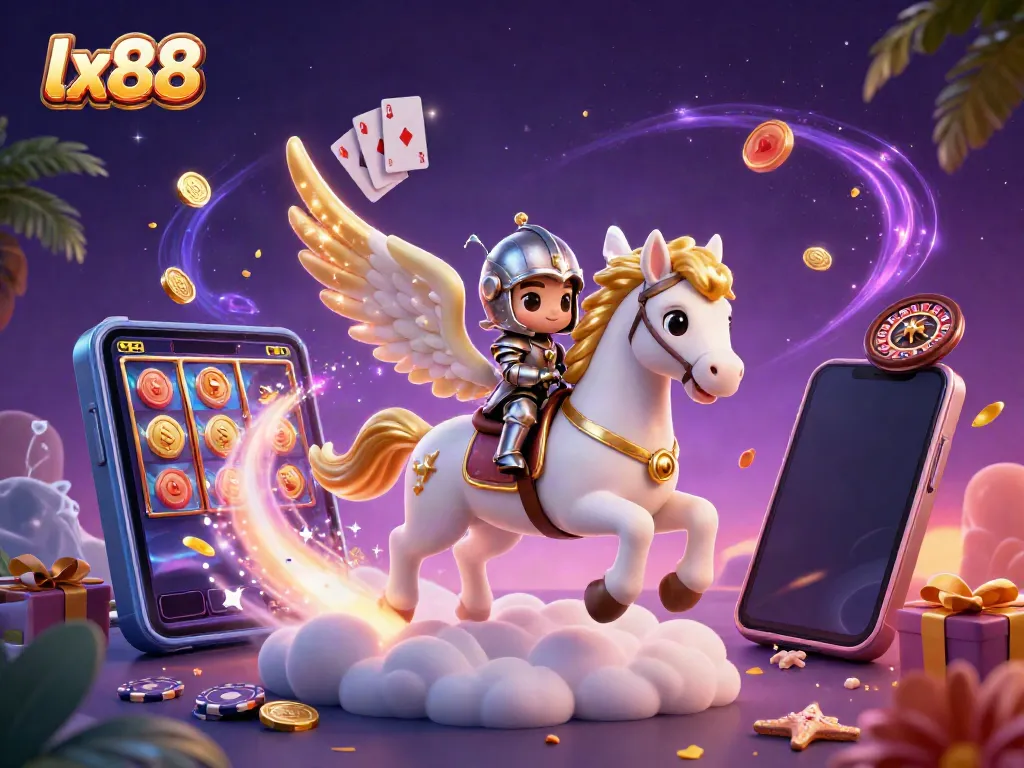 Win big with lx88 as a celestial horse and knight navigate vibrant casino games