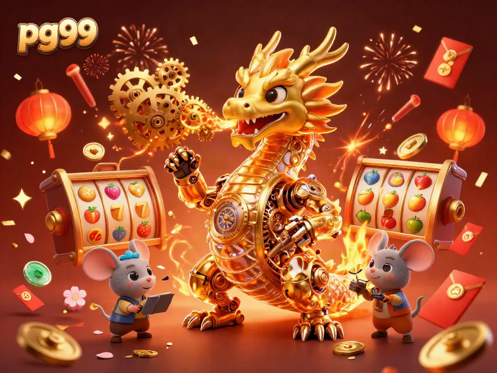 Experience exciting gameplay with pg99 showcasing a golden dragon among vibrant casino elements.