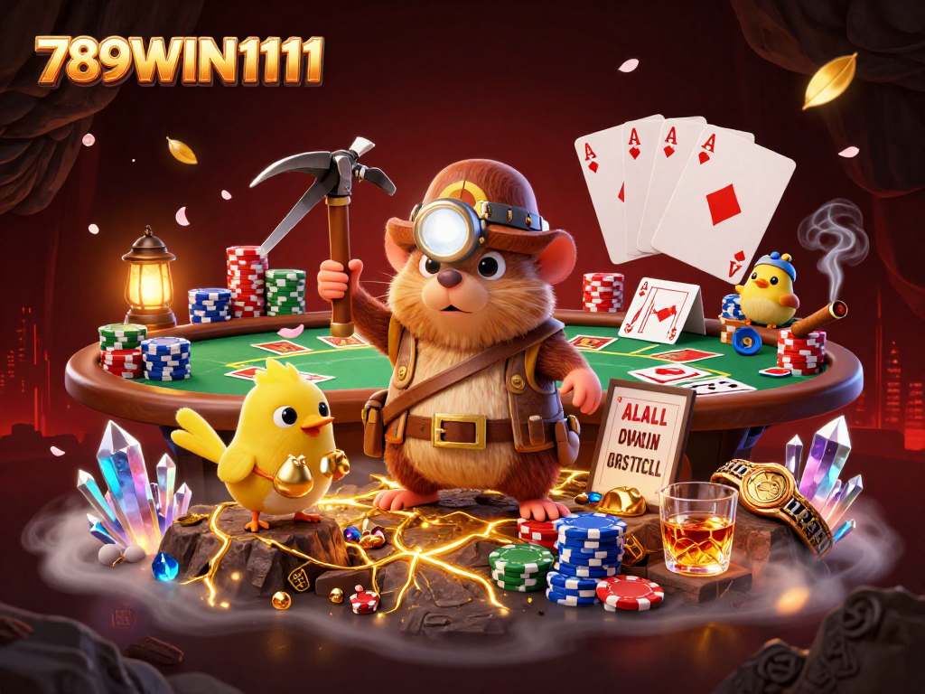 Experience thrilling wins at 789WIN1111 with vibrant casino elements and a treasure hunter scene.