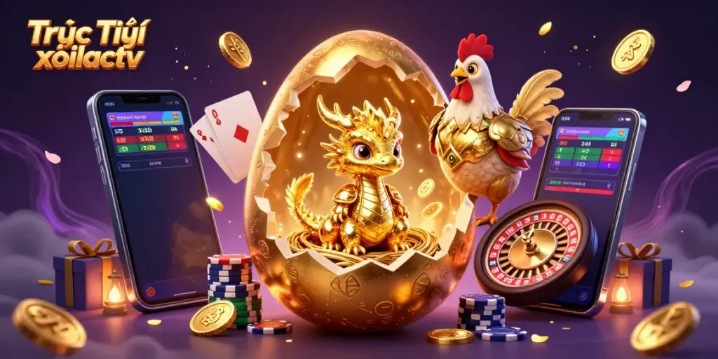 Experience thrilling sports betting with Trực Tiếp xoilactv in a vibrant, dynamic scene featuring golden elements.