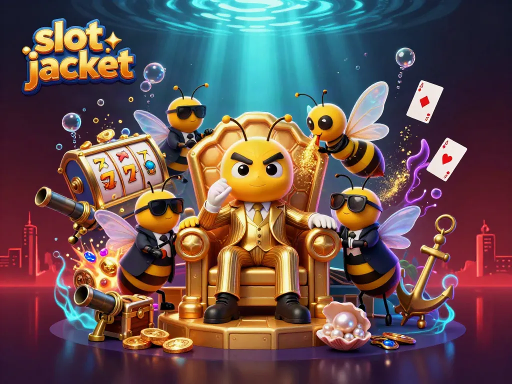 Experience the thrill of slot jackpot as the buzzing mob boss reigns in a vibrant casino scene.