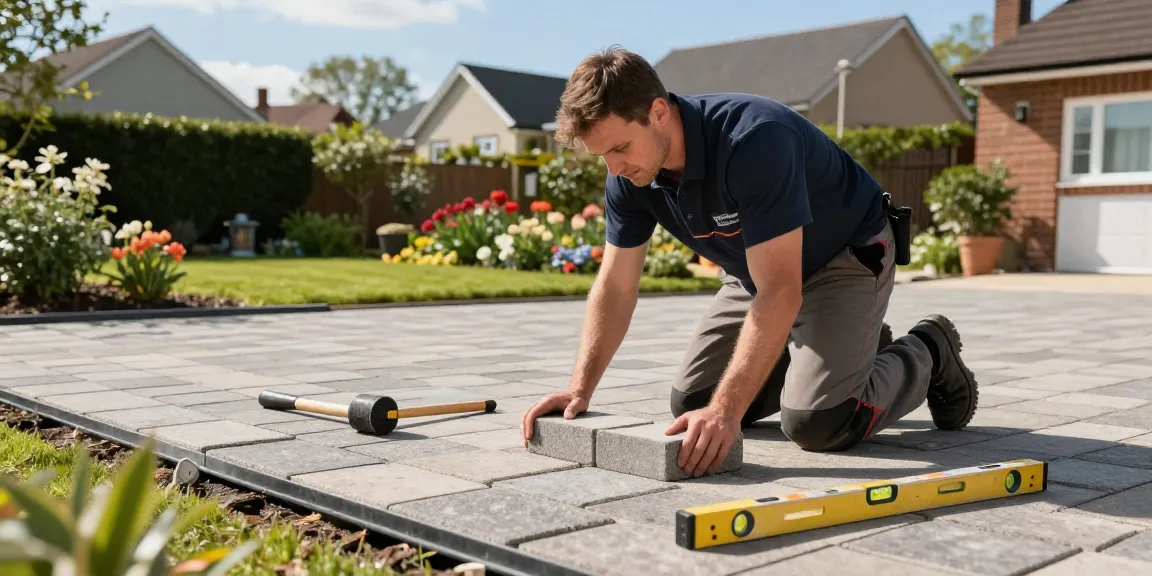 Quality driveway installation by drivewaysandpatios.ie in Dublin with vibrant block paving stones.