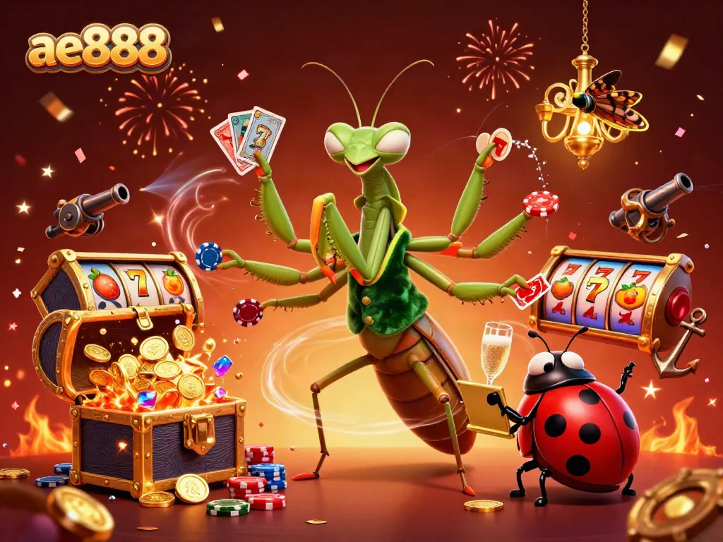 Engage in exciting ae888 action with card games and vibrant casino elements in a lavish scene