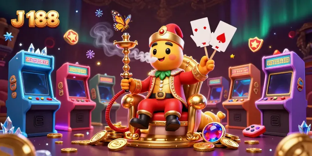 Engage in thrilling games at J 188, featuring a whimsical 3D caterpillar and casino elements.