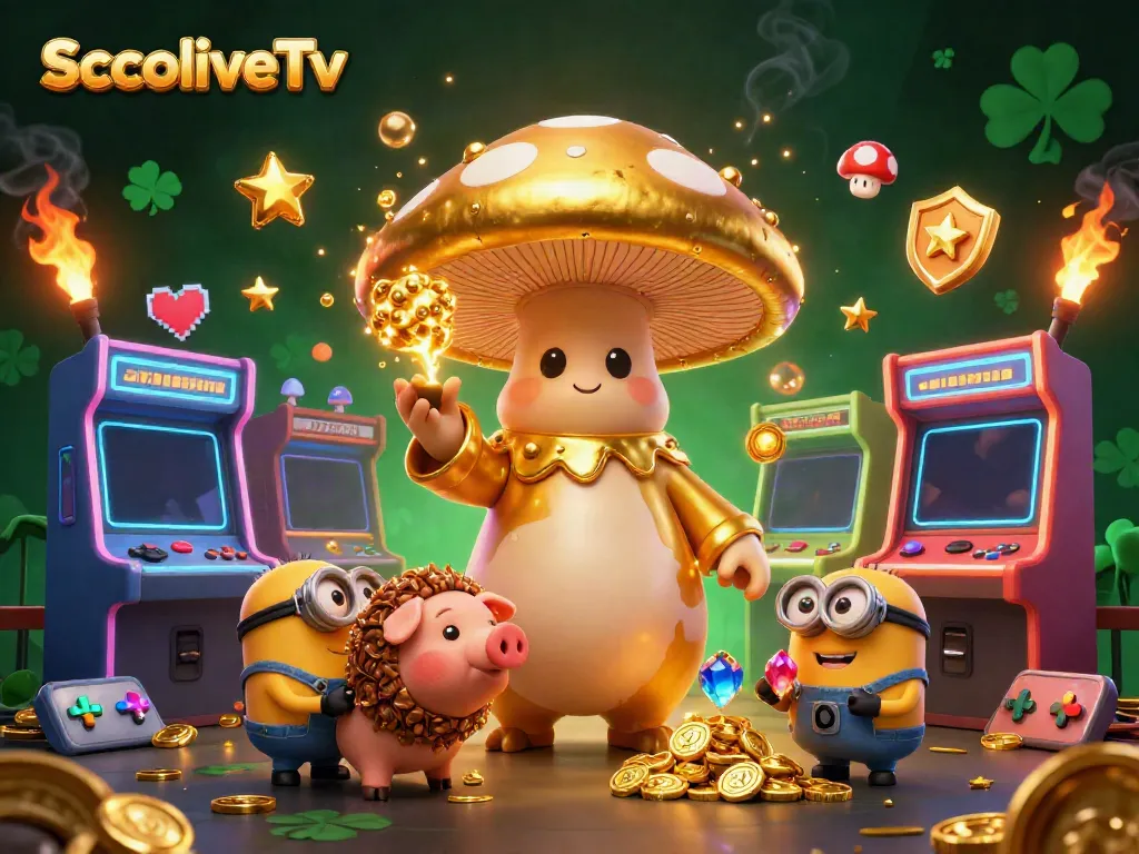 SocoliveTv showcases a magical scene with a golden wizard, treasure, and vibrant gambling elements in a dynamic casino setting.