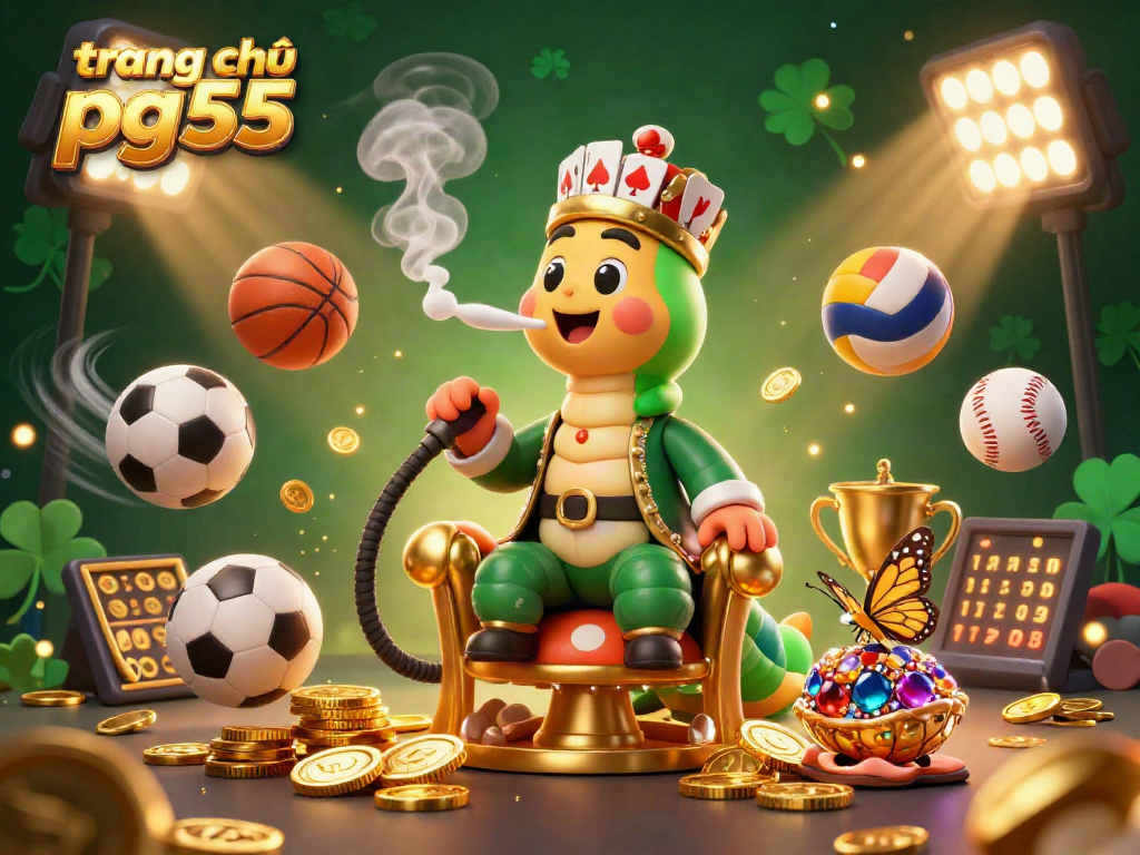 Engage in thrilling sports betting with trang chủ pg55's vibrant 3D casino scene featuring dynamic sports elements.