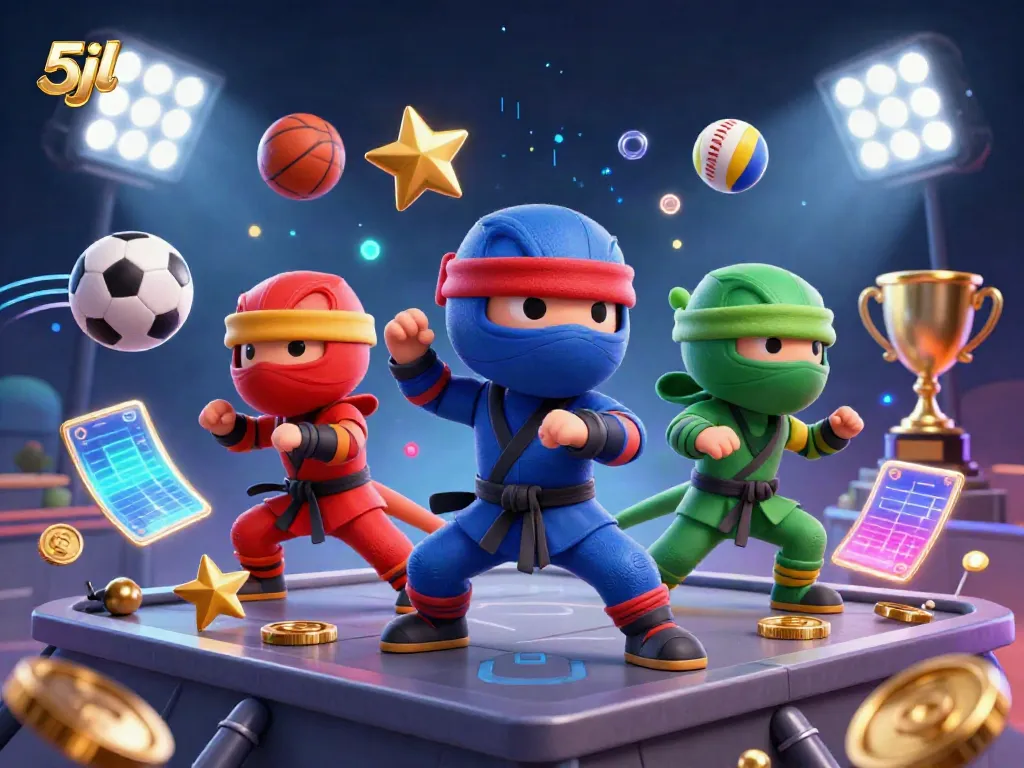 Experience the thrills of sports betting with 5jl's ninja chameleons showcasing dynamic action.