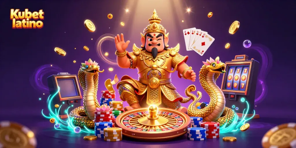 Experience thrilling gambling action at Kubet latino with vibrant 3D casino elements and cheerful characters.