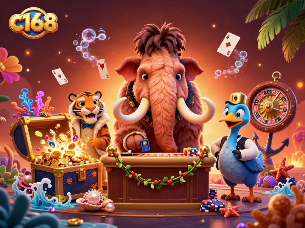 Experience the vibrant world of c168 casino gaming with lively characters and dazzling elements.