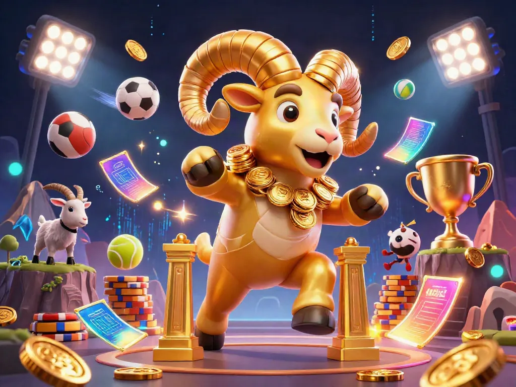 Betting dynamically with red 88 featuring an energetic golden ram and sports themed elements