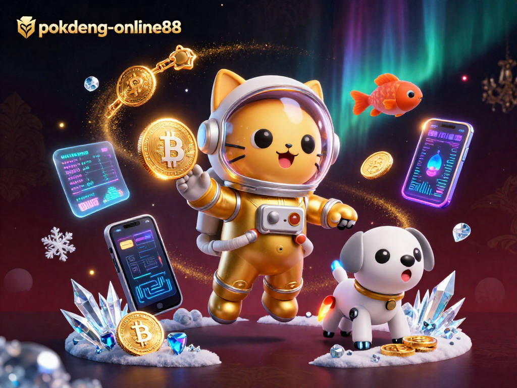 Join the fun at pokdeng-online88 as the astronaut cat plays for big wins with crypto coins!