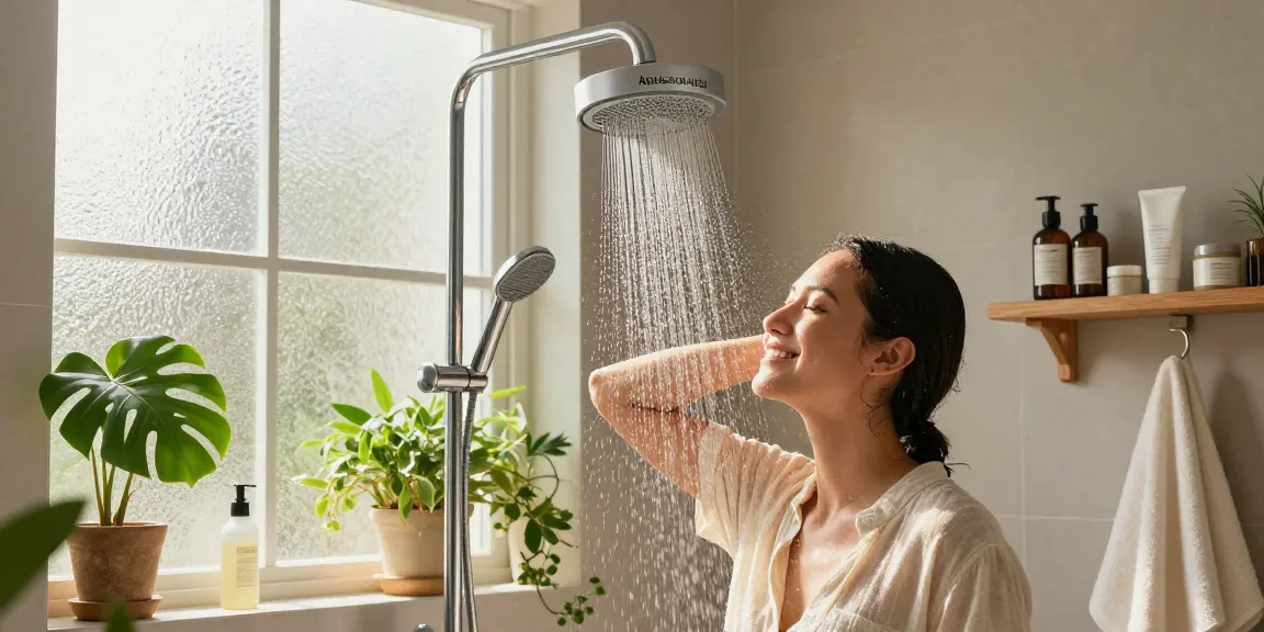 Waterdrop AQ-4125 Shower Filter Replacement for Aquasana® AQ 4125 enhances shower experience in a modern bathroom with a refreshing atmosphere.