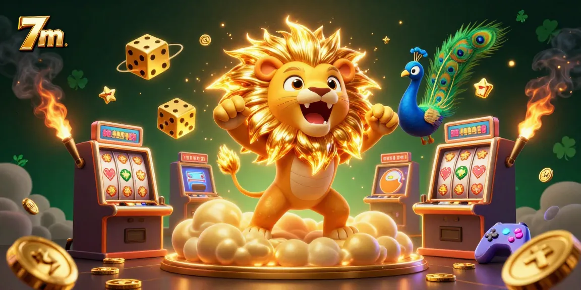 Experience thrilling gameplay with 7m, where massive golden dice and roaring sun lion amplify casino excitement.