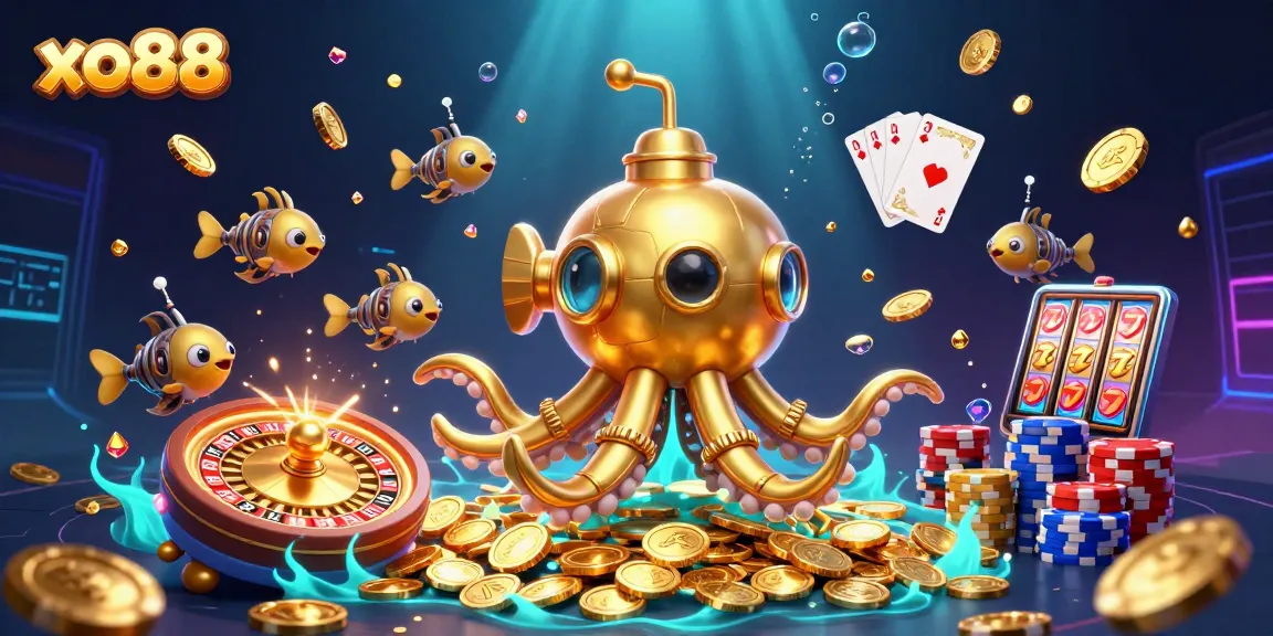 Spin and win with xo88's vibrant casino-themed 3D illustration showcasing thrilling gameplay elements.