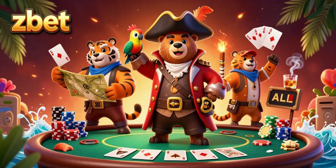 Join the zbet adventure at a vibrant poker table surrounded by colorful chips and cards.
