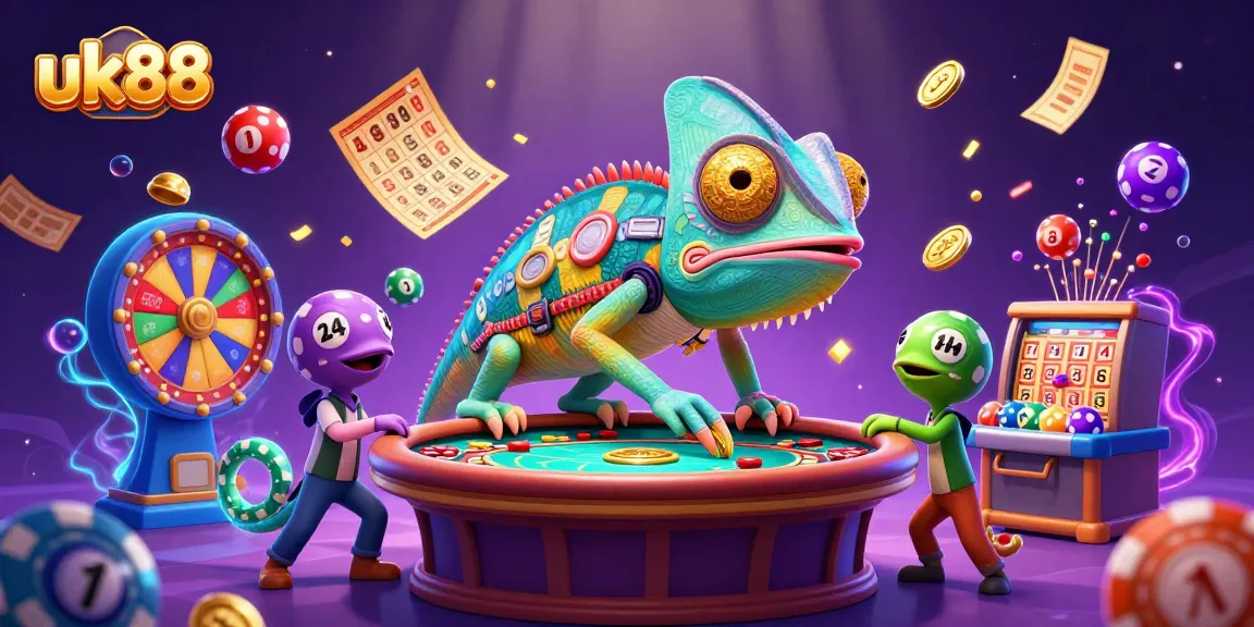 Engage in exciting gameplay with uk88, showcasing colorful lottery balls and golden prizes