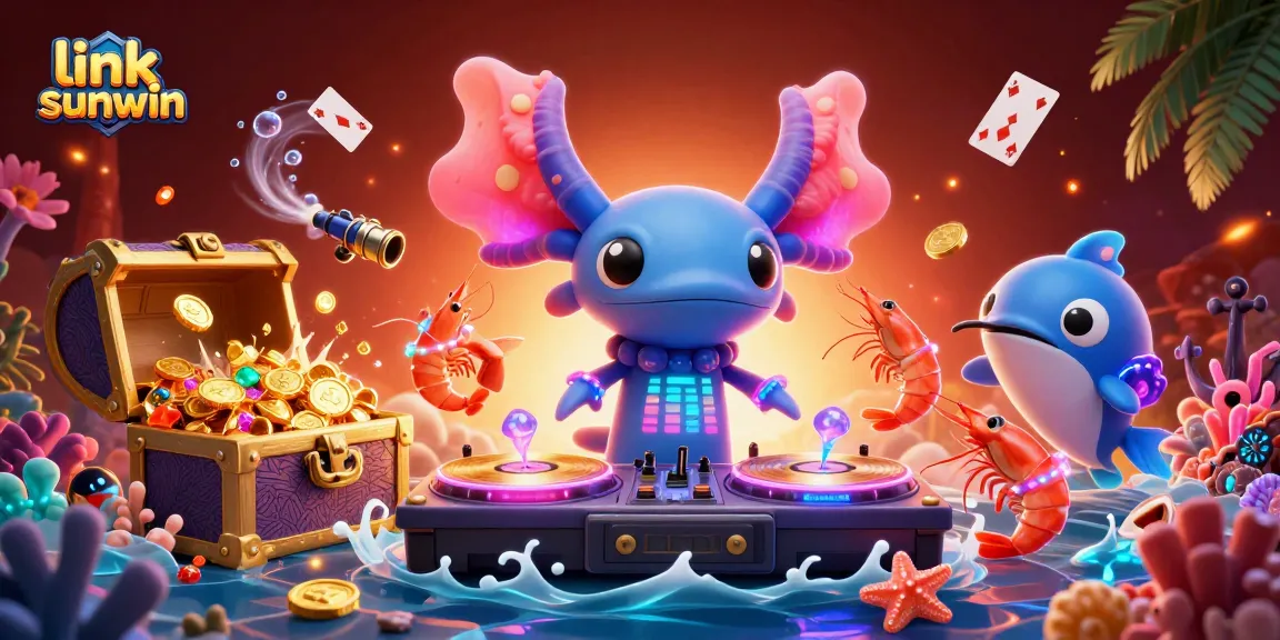Experience the excitement of gaming with link sunwin through this vibrant 3D casino illustration.