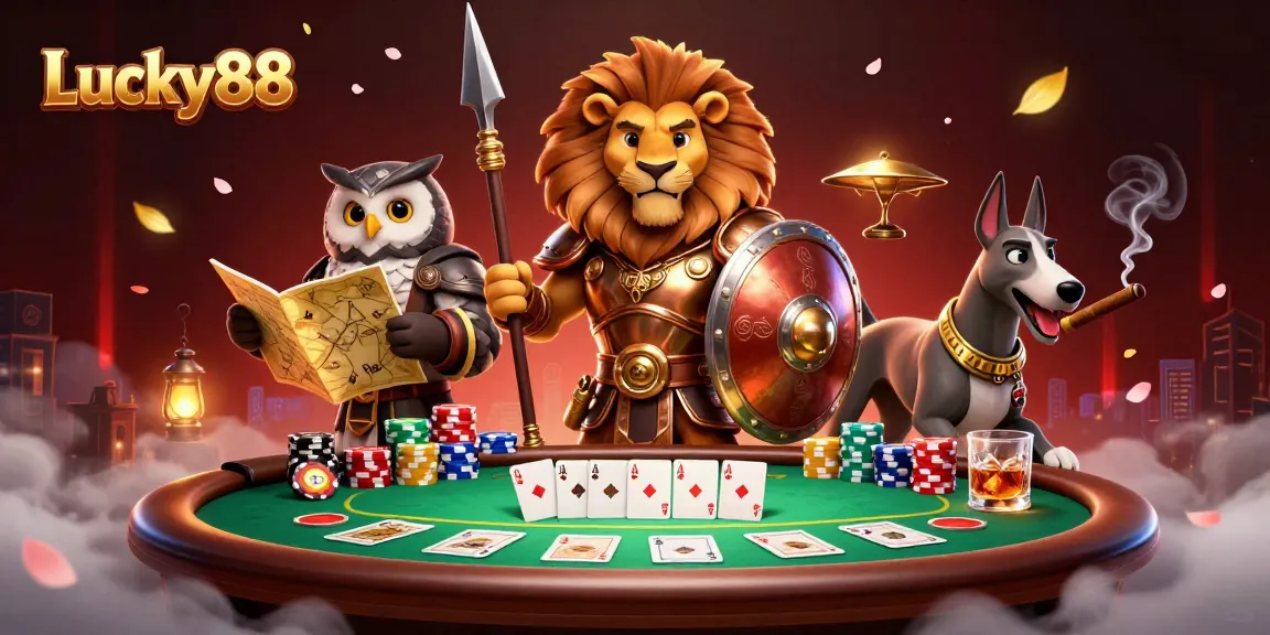 Experience thrilling action with the Lucky88 slot game, featuring dynamic characters and casino elements.