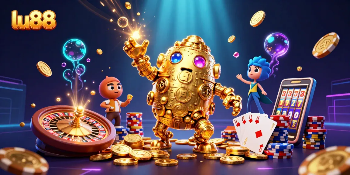 lu88 players enjoy jackpot thrills amidst gold coins and vibrant casino elements