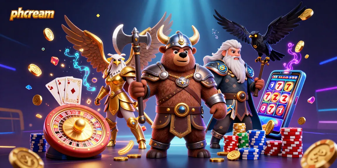 Experience phdream's immersive gaming environment with a Viking bear, Valkyrie eagle, and thrilling casino elements.