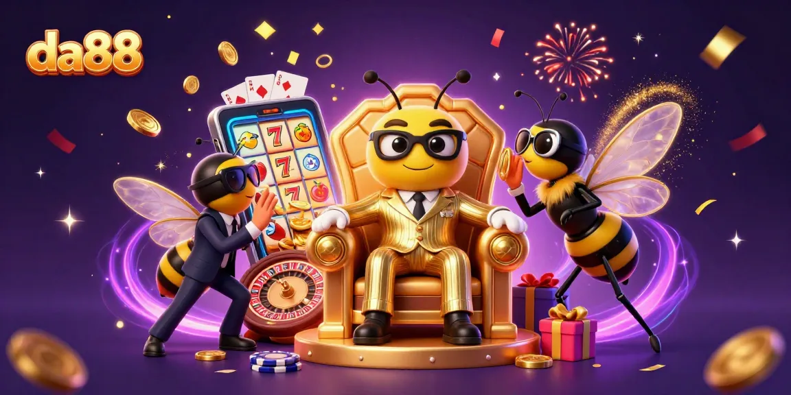 Experience da88's thrilling slot game action in a vibrant 3D casino digital scene.