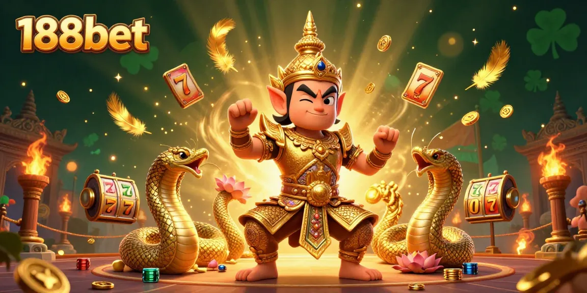 Experience thrilling slot gaming with 188bet illustrated by vibrant elements and characters.