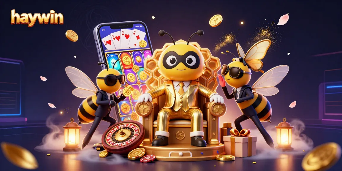 Experience thrilling gaming at Haywin with various exciting casino elements surrounding a charming mob boss.