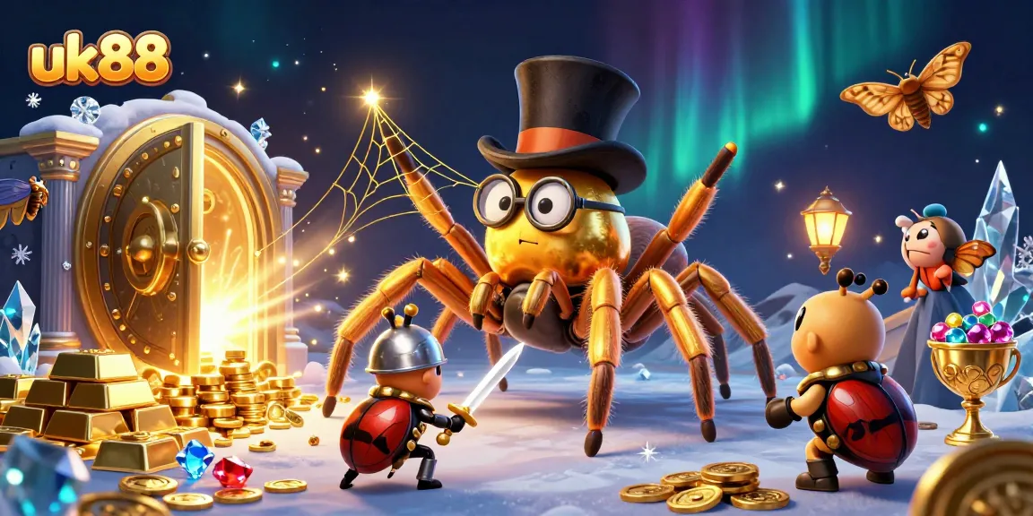 Engage with the exciting atmosphere of uk88's casino realm featuring characters and treasures.