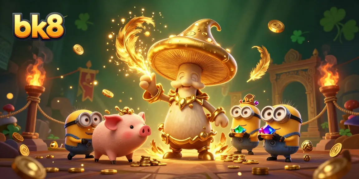 Experience the thrill of bk8 gaming with magical wizards and treasures in a vibrant casino scene.