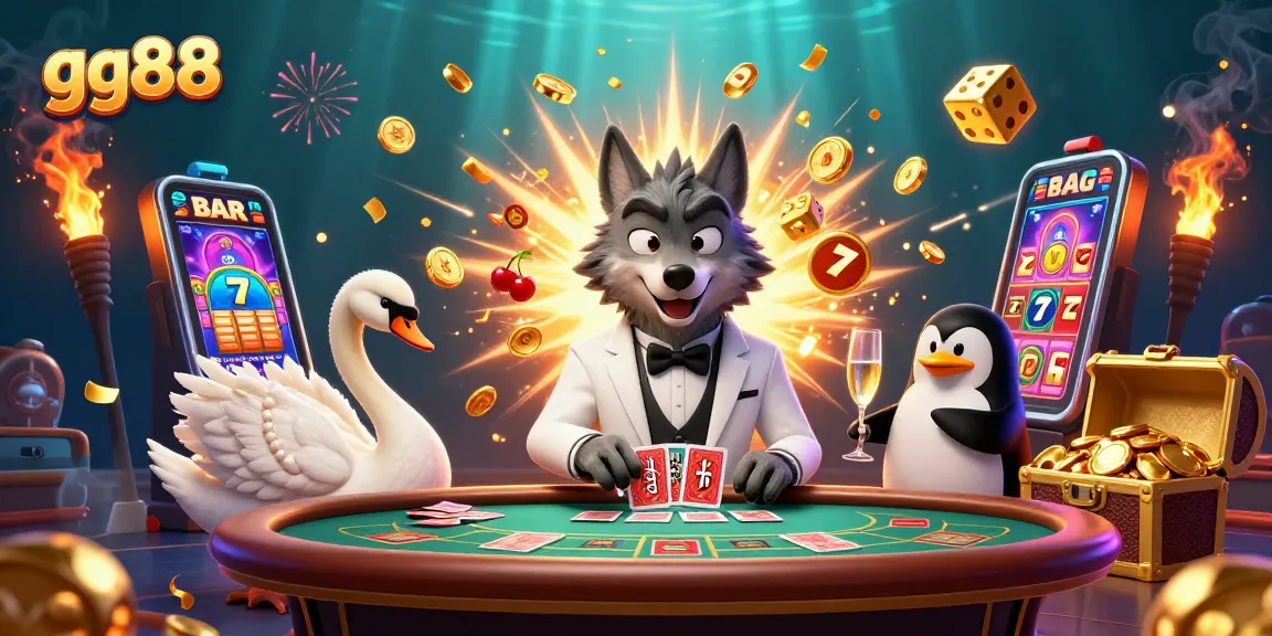 Experience thrilling action with GG88 at the baccarat table in a vibrant casino scene.