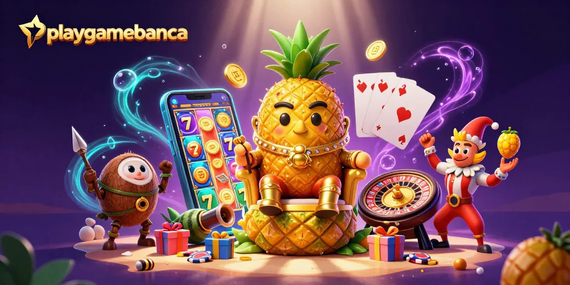 Experience thrilling gameplay at playgamebanca with our golden pineapple king and exciting casino elements.