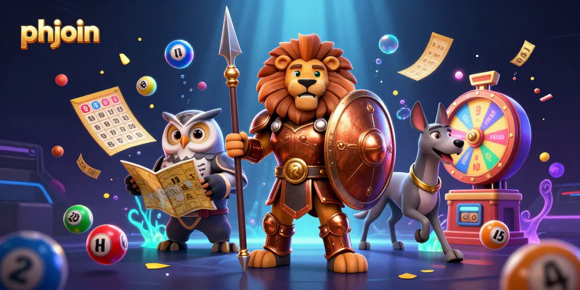 Experience exciting gaming at phjoin with our lively 3D illustration featuring vibrant lottery elements and captivating characters.