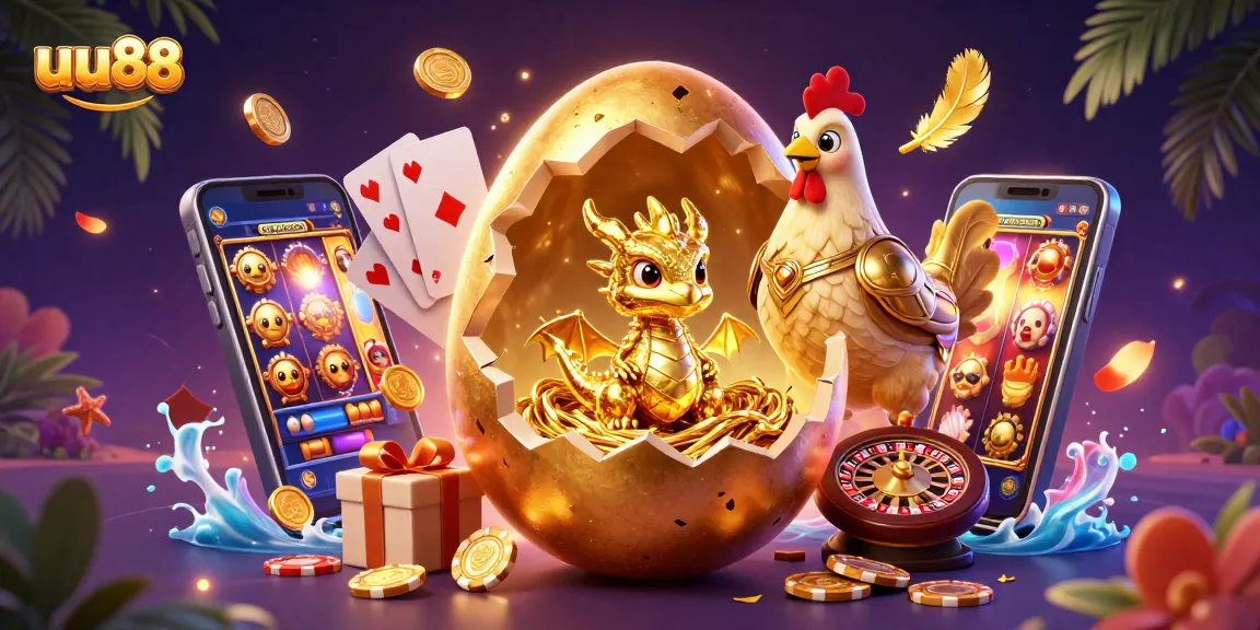 Spin to win with uu88's dazzling golden dragon, poker chips, and exciting slot games!