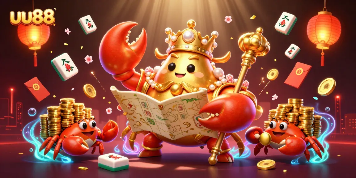 Join the fun at uu88 with the golden crab emperor and treasures in a shimmering casino scene.