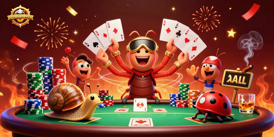 Experience graziellapopescu with a lively poker scene featuring a millipede dealer and colorful chips.
