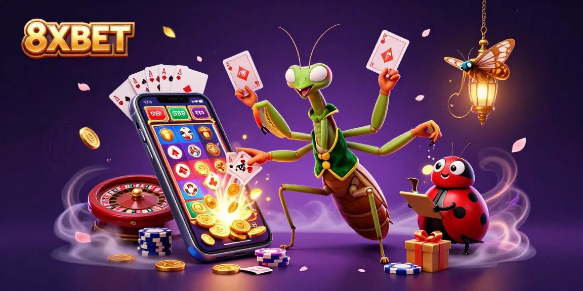 Experience the vibrant 8XBET casino world with dynamic games, winning moments, and energetic characters.